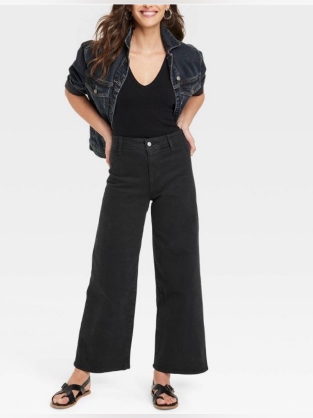 Target Universal Thread Sailor Wide Leg High-Rise Black Women's Jeans Size 6